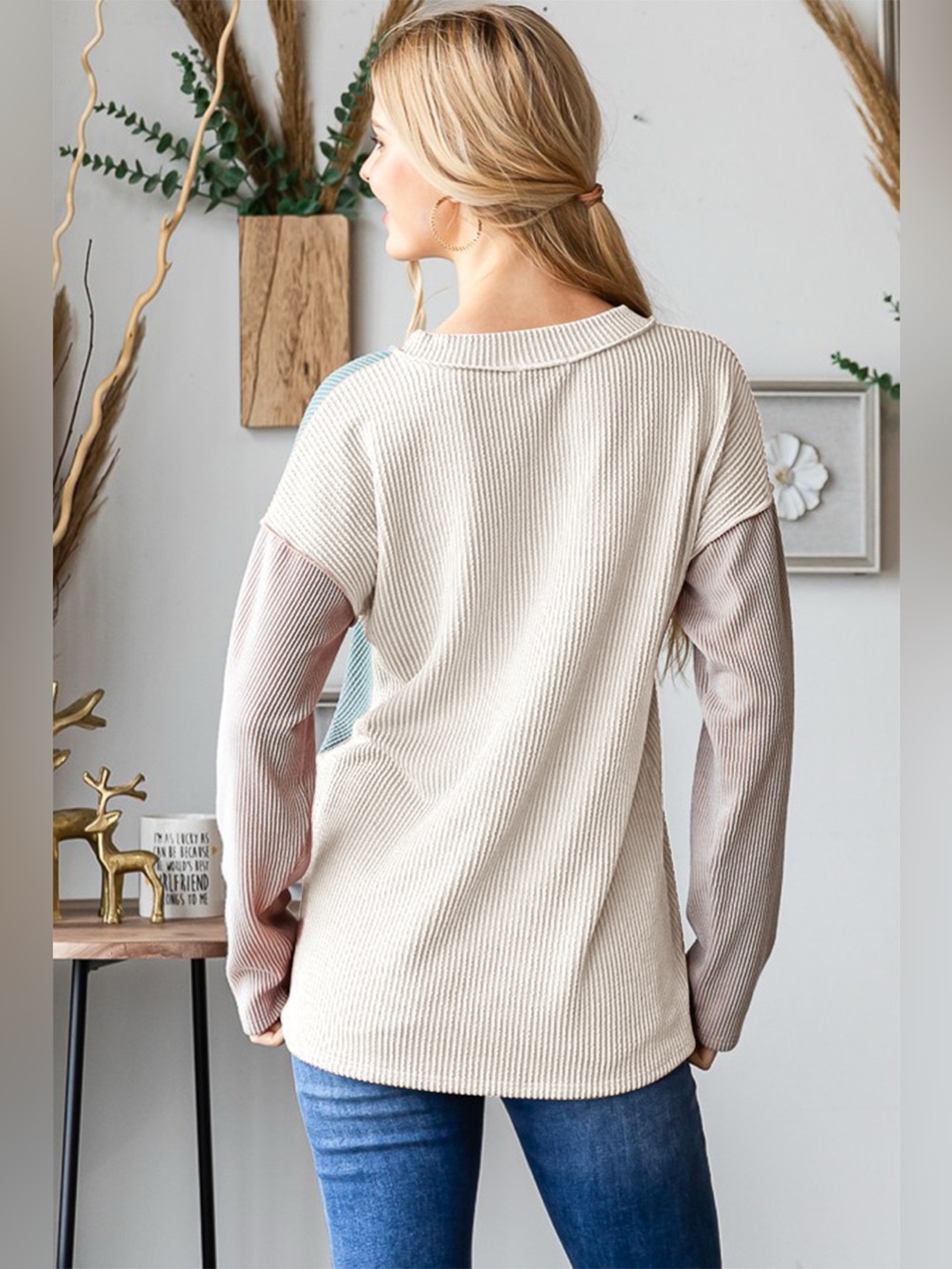 Heimish Color Block Exposed Seam Ribbed T-Shirt - Picture 2 of 3